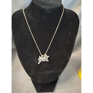 Delight Western Saddle and Initial Y Charm Necklace Silver Tone Box Chain